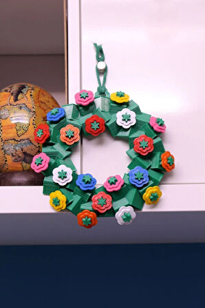 Çiçekli Çelenk Wreath Duvar Dekoru Kapı Süsü