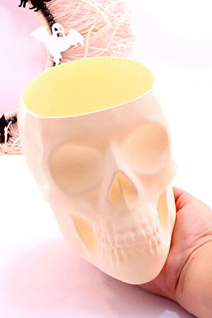 Halloween Cadılar Bayramı Dekoru Süsü Kuru Kafa Skull Kase Dekoratif Obje