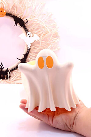 Halloween Cadılar Bayramı Dekoru Süsü Kuru Kafa Skull Hayalet Mumluk Tealight Dekoratif Obje