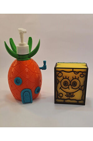 Ananas Evi Sabunluk 220 ml Ve Bulaşık Süngeri Tutacağı Süngerlik 2'li Set