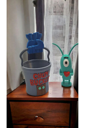 Plankton Kalpli Figür Ve Bucket Evi Dekoratif Obje
