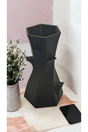 Lego Çiçek Uyumlu Özel Tasarım Dekoratif Vazo Biyoplastik Siyah (ÇİÇEKLER DAHİL DEĞİLDİR)