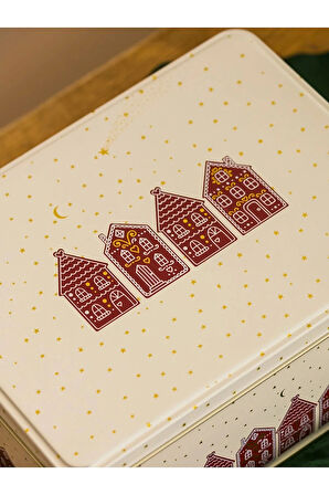 Yılbaşı Yeni Yıl Kış Temalı Metal Kurabiye Saklama Kabı 22x10cm