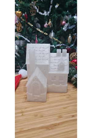 Led Mum Işıklı Yılbaşı Köşk Evi Dekoratif Biblo 12x13x15 cm
