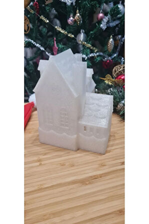 Led Mum Işıklı Yılbaşı Köşk Evi Dekoratif Biblo 12x13x15 cm