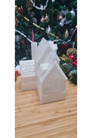 Led Mum Işıklı Yılbaşı Köşk Evi Dekoratif Biblo 12x13x15 cm