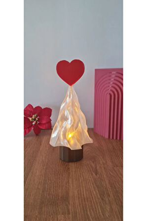 Led Mum Işıklı Kalpli Sevgililer Günü Çam Ağacı Dekoratif Biblo 17 Cm