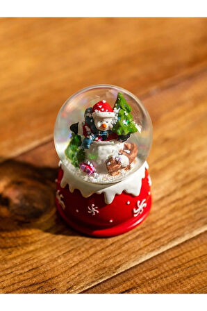 Kış Temalı Kardan Adam Mini Kar Küre Dekoratif Biblo 7 Cm