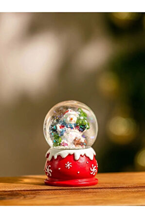 Kış Temalı Kardan Adam Mini Kar Küre Dekoratif Biblo 7 Cm