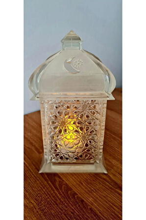 SINIRLI SAYIDA Alev Efektli Led Mum Işıklı Ramazan Feneri Ramadan Lantern Yarı Saydam