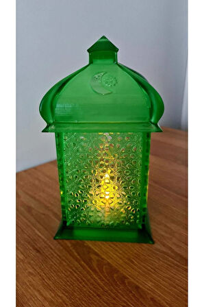 SINIRLI SAYIDA Alev Efektli Led Mum Işıklı Ramazan Feneri Ramadan Lantern Yeşil