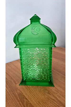 SINIRLI SAYIDA Alev Efektli Led Mum Işıklı Ramazan Feneri Ramadan Lantern Yeşil
