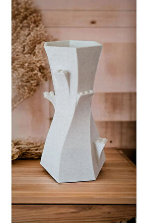 Lego Çiçek Uyumlu Özel Tasarım Dekoratif Vazo Biyoplastik Granit Beyaz (ÇİÇEKLER DAHİL DEĞİLDİR)