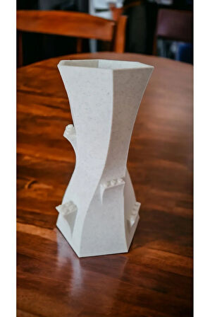 Lego Çiçek Uyumlu Özel Tasarım Dekoratif Vazo Biyoplastik Granit Beyaz (ÇİÇEKLER DAHİL DEĞİLDİR)