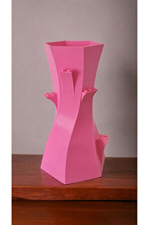 Lego Çiçek Uyumlu Özel Tasarım Dekoratif Vazo Biyoplastik Pembe (ÇİÇEKLER DAHİL DEĞİLDİR)