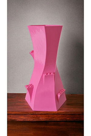 Lego Çiçek Uyumlu Özel Tasarım Dekoratif Vazo Biyoplastik Pembe (ÇİÇEKLER DAHİL DEĞİLDİR)