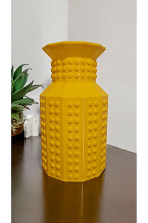 Lego Çiçek Uyumlu Özel Tasarım Dekoratif Vazo Biyoplastik Sarı (ÇİÇEKLER DAHİL DEĞİLDİR)