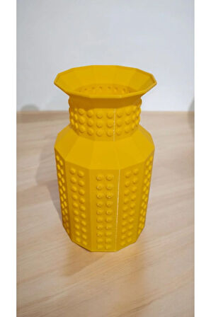 Lego Çiçek Uyumlu Özel Tasarım Dekoratif Vazo Biyoplastik Sarı (ÇİÇEKLER DAHİL DEĞİLDİR)