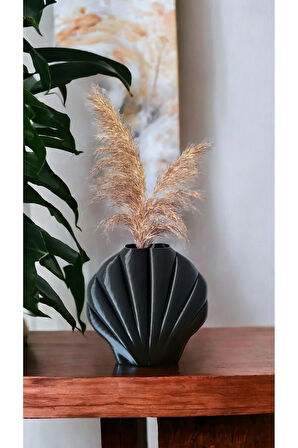 İstiridye Midye Şeklinde Dekoratif Vazo Biyoplastik Siyah