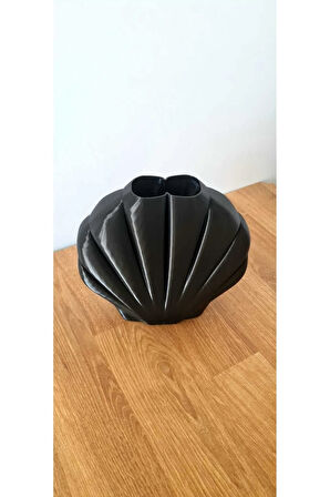 İstiridye Midye Şeklinde Dekoratif Vazo Biyoplastik Siyah