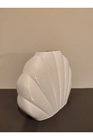İstiridye MidyeŞeklinde Dekoratif Vazo Biyoplastik Beyaz