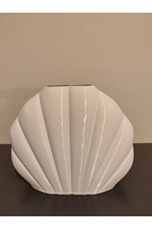 İstiridye MidyeŞeklinde Dekoratif Vazo Biyoplastik Beyaz