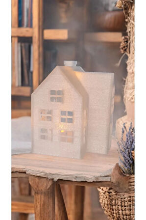 Alev Efektli Led Mum Işıklı Mini Köşk Ev Dekoratif Biblo