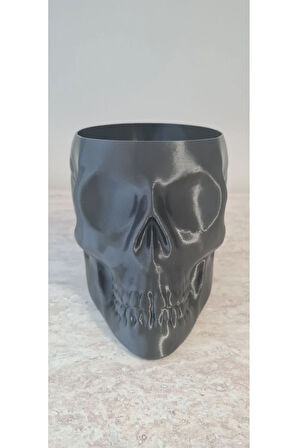 Halloween Cadılar Bayramı Dekoru Süsü Kuru Kafa Skull Kase Dekoratif Obje Siyah