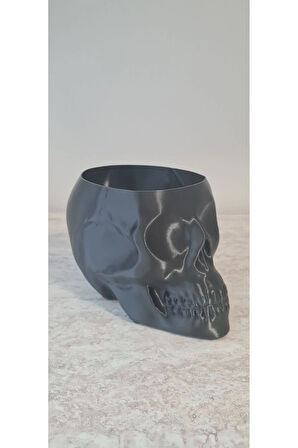 Halloween Cadılar Bayramı Dekoru Süsü Kuru Kafa Skull Kase Dekoratif Obje Siyah