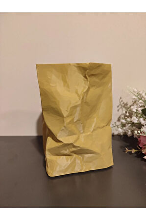 Buruşmuş Kese Kağıdı Çanta Şeklinde Dekoratif Vazo Biyoplastik