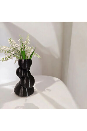 Balon Kulesi Özel Tasarım Dekoratif Vazo Biyoplastik Siyah