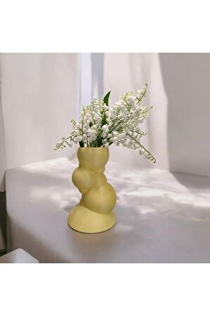 Balon Kulesi Özel Tasarım Dekoratif Vazo Biyoplastik Pastel Sarı