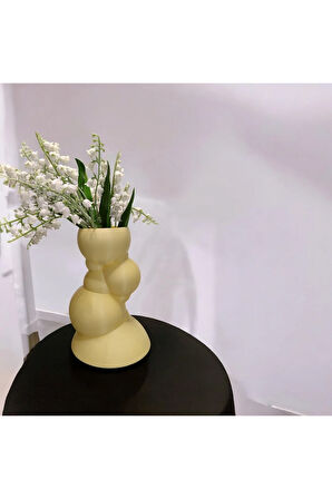 Balon Kulesi Özel Tasarım Dekoratif Vazo Biyoplastik Pastel Sarı