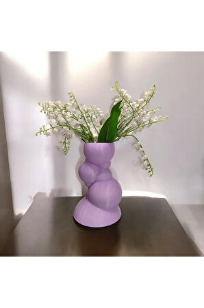 Balon Kulesi Özel Tasarım Dekoratif Vazo Biyoplastik Pastel Mor