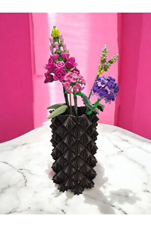 Kristal Görünümlü İskandinav Tarz Özel Tasarım Dekoratif Vazo Biyoplastik Siyah