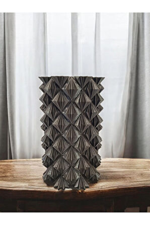 Kristal Görünümlü İskandinav Tarz Özel Tasarım Dekoratif Vazo Biyoplastik Siyah