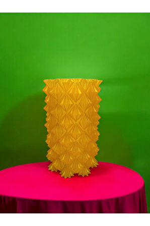 3 Boyutlu Kristal Tasarım Dekoratif Vazo Biyoplastik Transparan Sarı