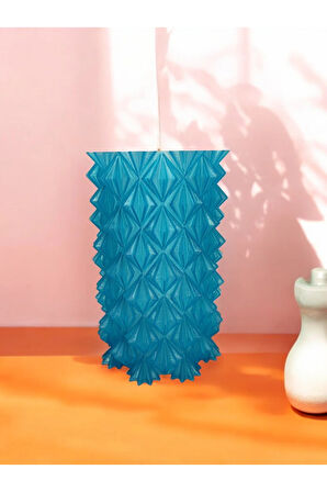 3 Boyutlu Kristal Tasarım Dekoratif Vazo Biyoplastik Transparan Mavi