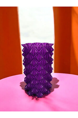 3 Boyutlu Kristal Tasarım Dekoratif Vazo Biyoplastik Transparan Mor