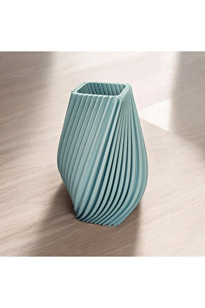 Dönen Tırtıklı İskandinav Tarz Özel Tasarım Dekoratif Vazo Biyoplastik Pastel Mavi