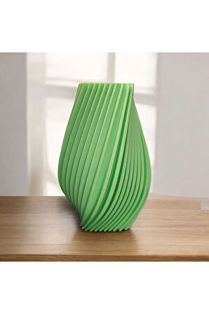 Dönen Tırtıklı İskandinav Tarz Özel Tasarım Dekoratif Vazo Biyoplastik Pastel Yeşil