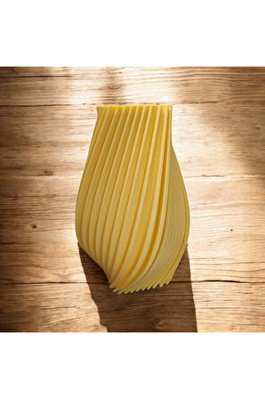 Dönen Tırtıklı İskandinav Tarz Özel Tasarım Dekoratif Vazo Biyoplastik Pastel Sarı