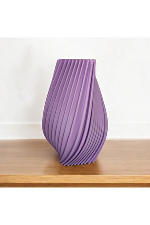 Dönen Tırtıklı İskandinav Tarz Özel Tasarım Dekoratif Vazo Biyoplastik Pastel Mor