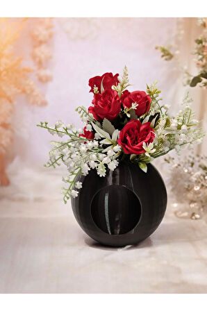 Göz Küre Topik İskandinav Tarz Özel Tasarım Dekoratif Vazo Biyoplastik Siyah