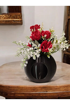 Göz Küre Topik İskandinav Tarz Özel Tasarım Dekoratif Vazo Biyoplastik Siyah