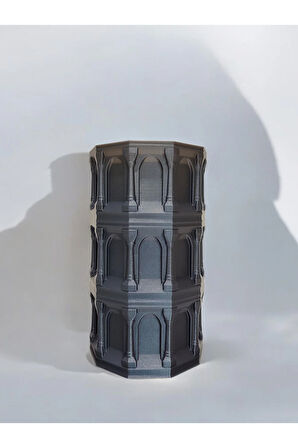 Laodikya Sütun Gothic Tarz Özel Tasarım Dekoratif Vazo Biyoplastik Retro Mavi