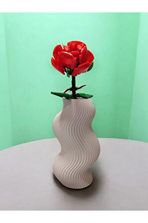 Dalgalı Çizgili Burgu İskandinav Tarz Özel Tasarım Dekoratif Vazo Biyoplastik Beyaz