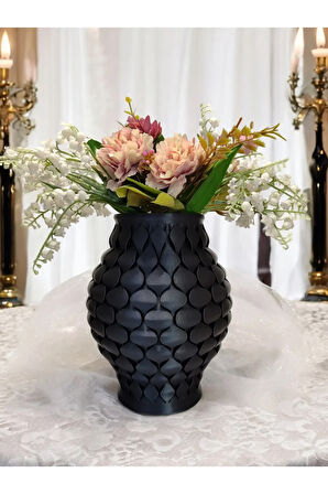 Pullu İskandinav Tarz Vazo Özel Tasarım Dekoratif Vazo Biyoplastik Retro Mavi