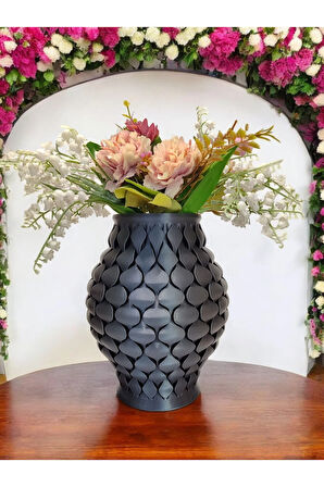 Pullu İskandinav Tarz Vazo Özel Tasarım Dekoratif Vazo Biyoplastik Retro Mavi