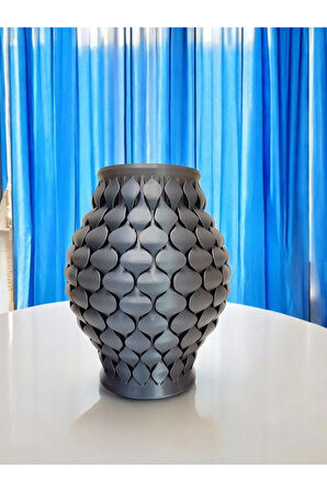 Pullu İskandinav Tarz Vazo Özel Tasarım Dekoratif Vazo Biyoplastik Retro Mavi